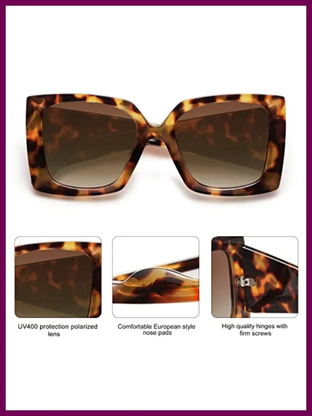 Polarized Oversized Square Sunglasses for Women